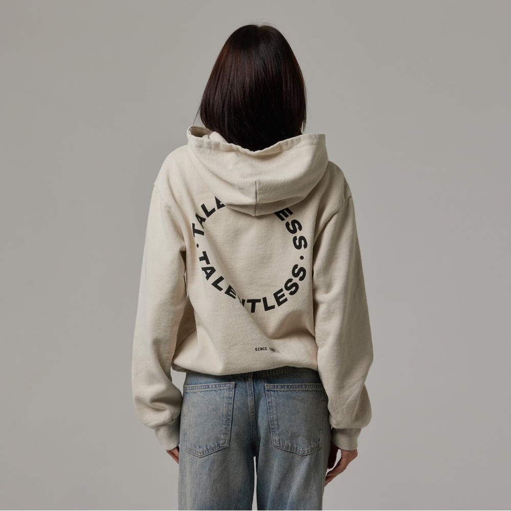 Talentless WOMENS CIRCLE LOGO HOODIE in Bone color. - Picture 2 of 7